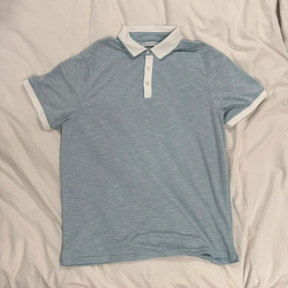 Geoffrey Beene Blue Polo Shirt Size XL Contrast Collar Short Sleeve